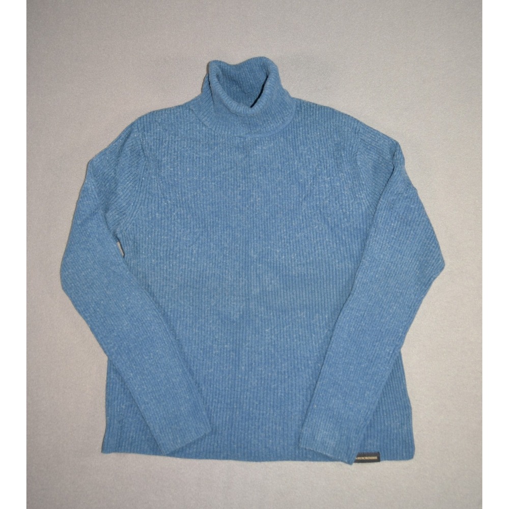 Abercrombie & Fitch Sweater Womens Medium Blue Wool Blend Turtleneck Ribbed